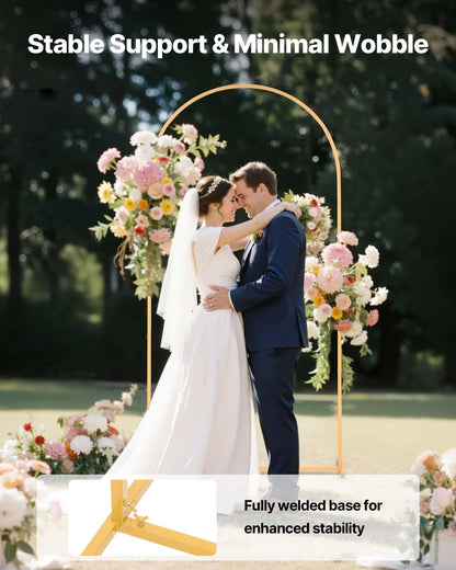 VEVOR Arch Backdrop Stand, 6.6 x 3.3 ft, Stable Structure, Easy Assembly, 1 Piece Gold Metal Arch Backdrop Stand for Wedding, Birthday Party, Graduation, Holiday Celebration, and Ceremony Decoration - BYDGMJDJT66FVMQ73001V0 - view 5