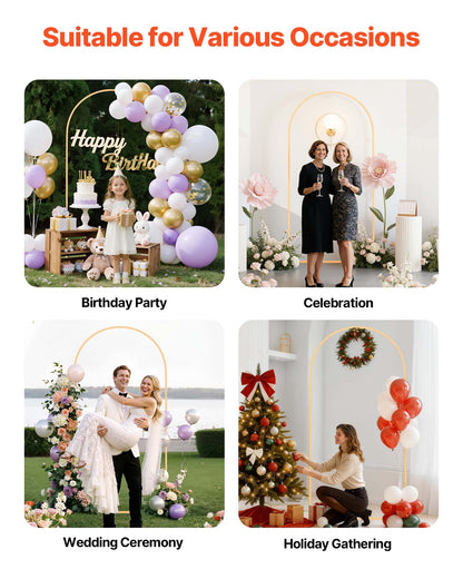 VEVOR Arch Backdrop Stand, 6.6 x 3.3 ft, Stable Structure, Easy Assembly, 1 Piece Gold Metal Arch Backdrop Stand for Wedding, Birthday Party, Graduation, Holiday Celebration, and Ceremony Decoration - BYDGMJDJT66FVMQ73001V0 - view 7