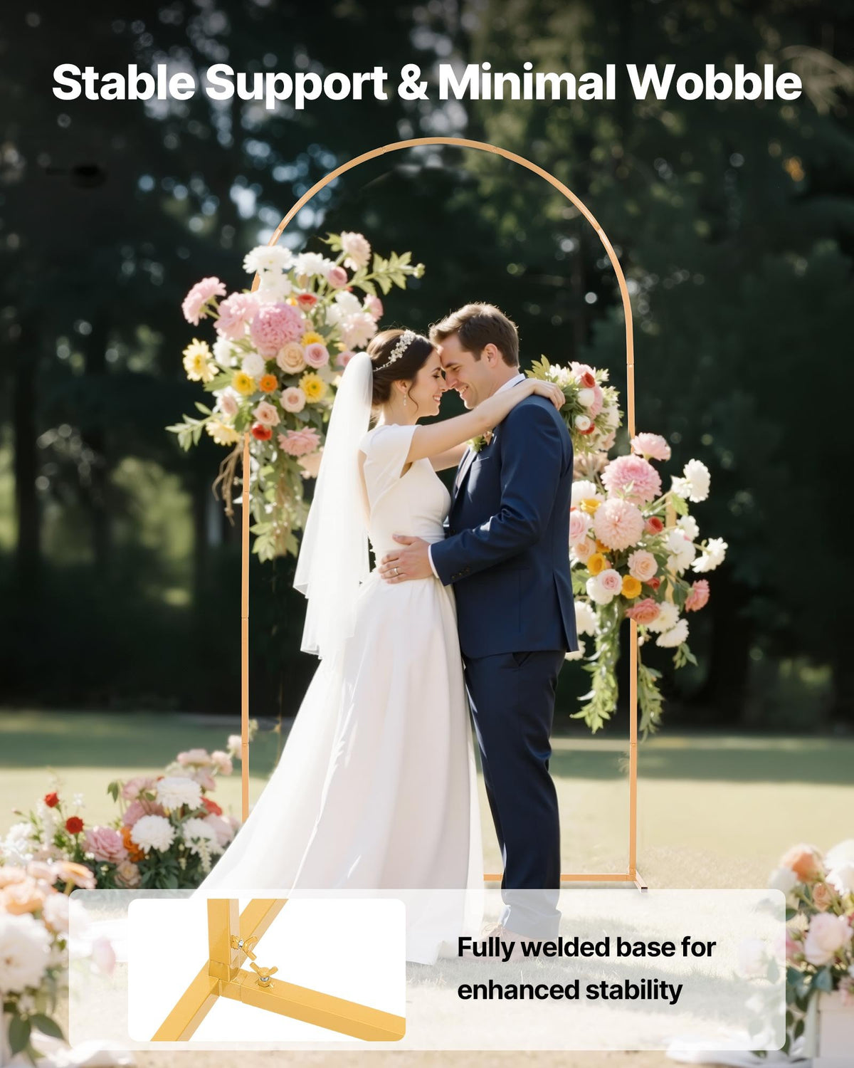 VEVOR Arch Backdrop Stand, 7.2 x 4 ft, Stable Structure, Easy Assembly, 1 Piece Gold Metal Arch Backdrop Stand for Wedding, Birthday Party, Graduation, Holiday Celebration, and Ceremony Decoration - BYDGMJDJT72FCTPRA001V0 - view 5
