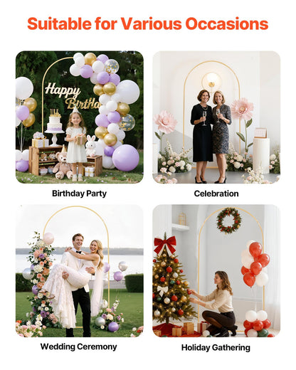 VEVOR Arch Backdrop Stand, 7.2 x 4 ft, Stable Structure, Easy Assembly, 1 Piece Gold Metal Arch Backdrop Stand for Wedding, Birthday Party, Graduation, Holiday Celebration, and Ceremony Decoration - BYDGMJDJT72FCTPRA001V0 - view 7