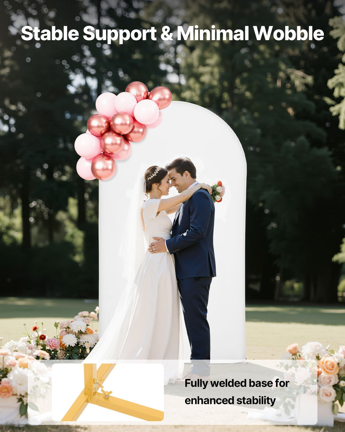 VEVOR Arch Backdrop Stand, 7.2 x 4 ft, Stable Structure, Easy Assembly, 1 Piece Gold Metal Arch Backdrop Stand with Cover for Wedding, Birthday Party, Holiday Celebration, and Ceremony Decoration - BYDGMJDJTDBZ4I7F2001V0 - view 5