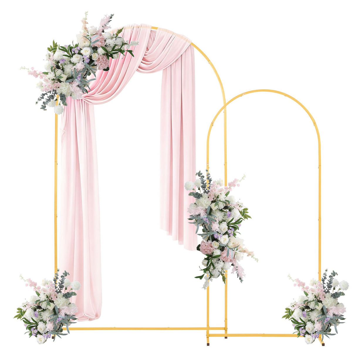 VEVOR Arch Backdrop Stand, Set of 2, 7.2 ft and 6 ft, Stable Structure, Easy Assembly, Gold Metal Arch Backdrop Stand for Wedding, Birthday Party, Graduation, Celebration, and Ceremony Decoration - BYDGMJLJT72FB97K8001V0 - view 1