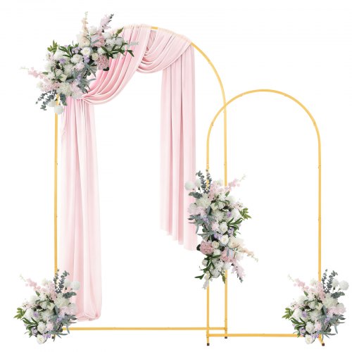 VEVOR Arch Backdrop Stand, Set of 2, 7.2 ft and 6 ft, Stable Structure, Easy Assembly, Gold Metal Arch Backdrop Stand for Wedding, Birthday Party, Graduation, Celebration, and Ceremony Decoration - BYDGMJLJT72FB97K8001V0 - view 2