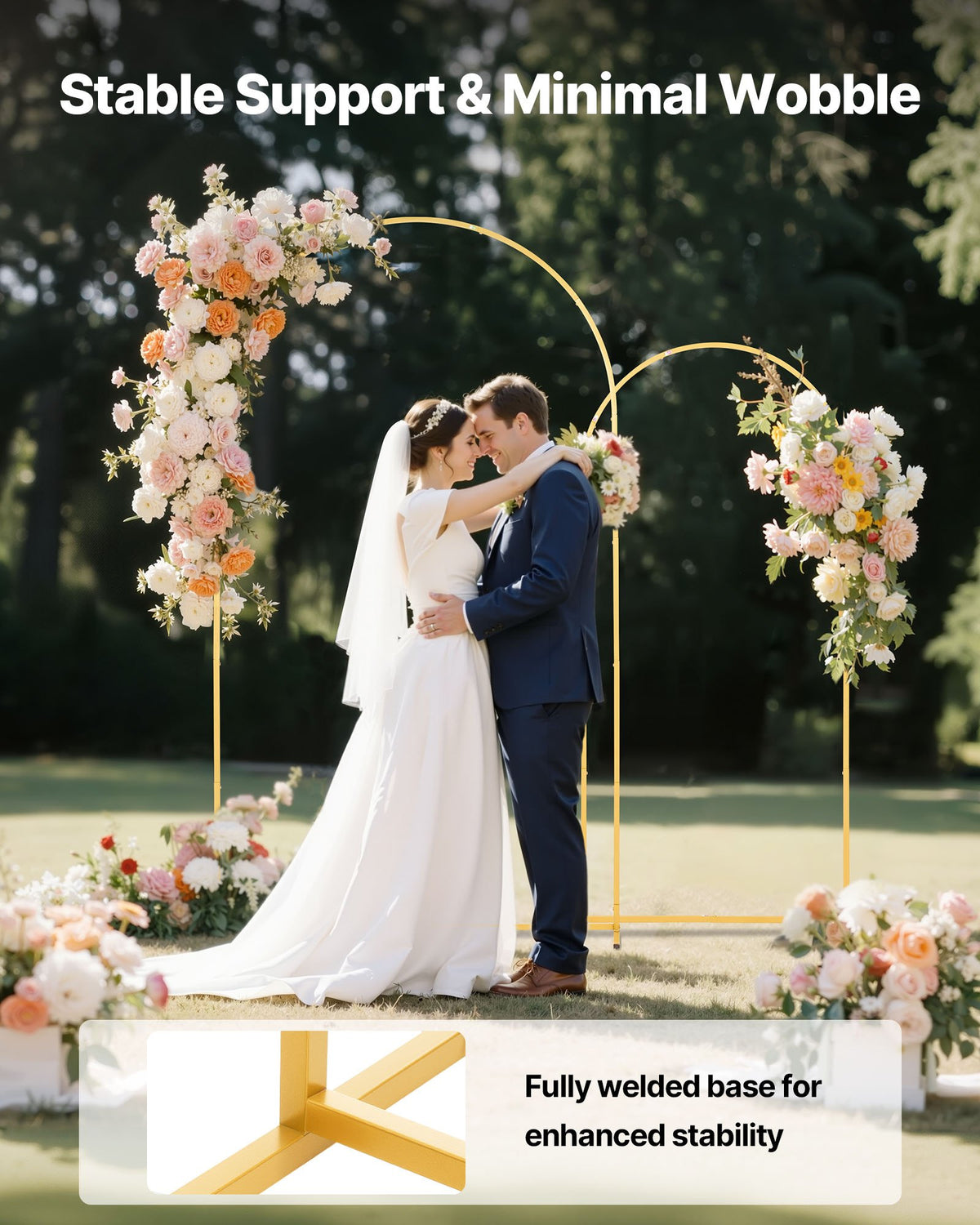 VEVOR Arch Backdrop Stand, Set of 2, 7.2 ft and 6 ft, Stable Structure, Easy Assembly, Gold Metal Arch Backdrop Stand for Wedding, Birthday Party, Graduation, Celebration, and Ceremony Decoration - BYDGMJLJT72FB97K8001V0 - view 5