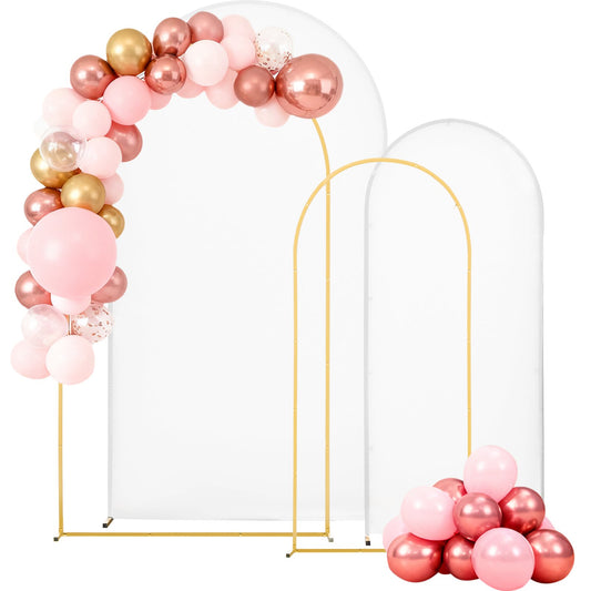 VEVOR Arch Backdrop Stand, Set of 2, 7.2 ft and 6 ft, Stable Structure, Easy Assembly, Gold Metal Arch Backdrop Stand with Cover for Wedding, Birthday Party, Celebration, and Ceremony Decoration - BYDGMJLJTDBZ1SEAH001V0 - view 1