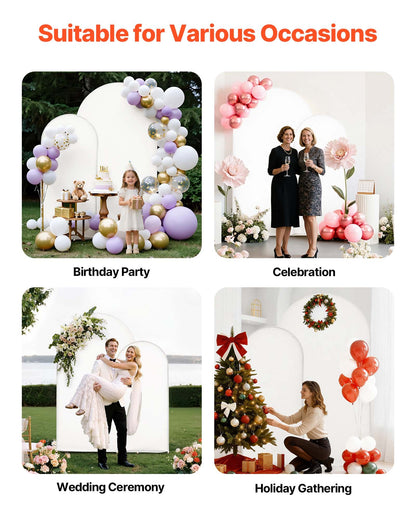 VEVOR Arch Backdrop Stand, Set of 2, 7.2 ft and 6 ft, Stable Structure, Easy Assembly, Gold Metal Arch Backdrop Stand with Cover for Wedding, Birthday Party, Celebration, and Ceremony Decoration - BYDGMJLJTDBZ1SEAH001V0 - view 7