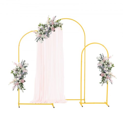 VEVOR Arch Backdrop Stand, Set of 3, 6/5/4 ft, Stable Structure, Easy Assembly, Gold Metal Arch Backdrop Stand for Wedding, Birthday Party, Graduation, Holiday Celebration, and Ceremony Decoration - BYDGMJSJT6FTQCA1U001V0 - view 2