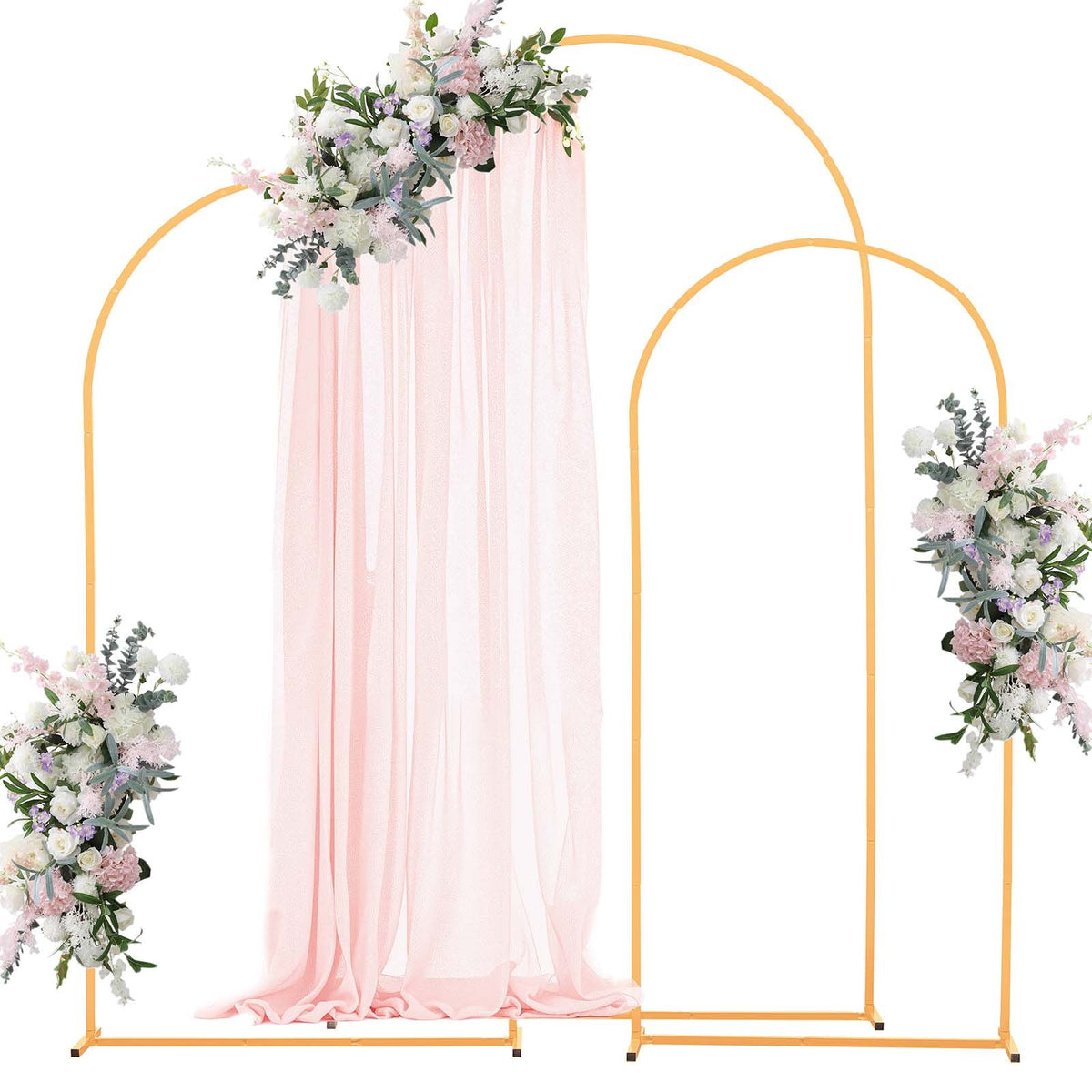 VEVOR Arch Backdrop Stand, Set of 3, 7.2/6.6/6 ft, Stable Structure, Easy Assembly, Gold Metal Arch Backdrop Stand for Wedding, Birthday Party, Graduation, Holiday Celebration, and Ceremony Decoration - BYDGMJSJT72FV0MUO001V0 - view 1