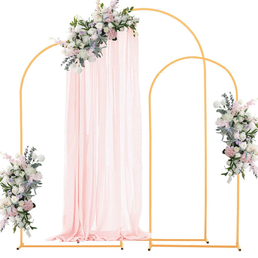 VEVOR Arch Backdrop Stand, Set of 3, 7.2/6.6/6 ft, Stable Structure, Easy Assembly, Gold Metal Arch Backdrop Stand for Wedding, Birthday Party, Graduation, Holiday Celebration, and Ceremony Decoration - BYDGMJSJT72FV0MUO001V0 - view 1