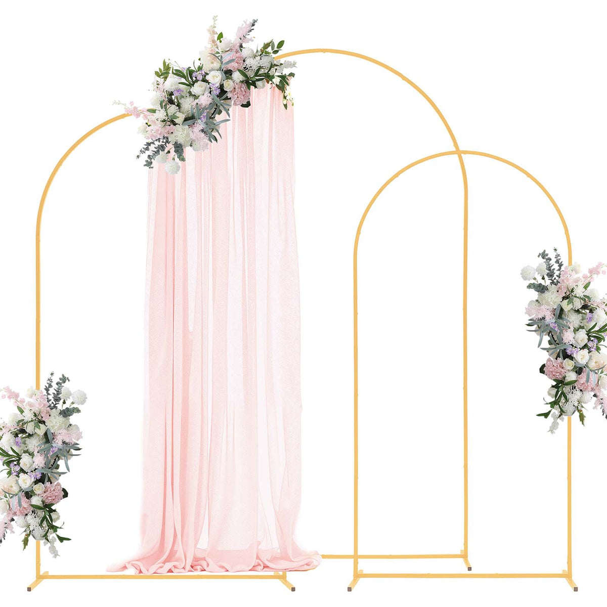 VEVOR Arch Backdrop Stand, Set of 3, 8/7.2/6.6 ft, Stable Structure, Easy Assembly, Gold Metal Arch Backdrop Stand for Wedding, Birthday Party, Graduation, Holiday Celebration, and Ceremony Decoration - BYDGMJSJT8FTVMGMA001V0 - view 1