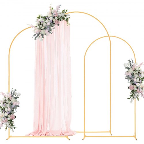 VEVOR Arch Backdrop Stand, Set of 3, 8/7.2/6.6 ft, Stable Structure, Easy Assembly, Gold Metal Arch Backdrop Stand for Wedding, Birthday Party, Graduation, Holiday Celebration, and Ceremony Decoration - BYDGMJSJT8FTVMGMA001V0 - view 2