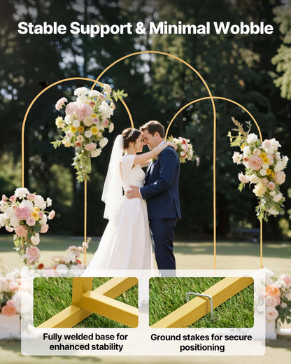 VEVOR Arch Backdrop Stand, Set of 3, 8/7.2/6.6 ft, Stable Structure, Easy Assembly, Gold Metal Arch Backdrop Stand for Wedding, Birthday Party, Graduation, Holiday Celebration, and Ceremony Decoration - BYDGMJSJT8FTVMGMA001V0 - view 5