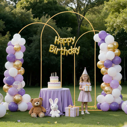 VEVOR Arch Backdrop Stand, Set of 3, 8/7.2/6.6 ft, Stable Structure, Easy Assembly, Gold Metal Arch Backdrop Stand for Wedding, Birthday Party, Graduation, Holiday Celebration, and Ceremony Decoration - BYDGMJSJT8FTVMGMA001V0 - view 9