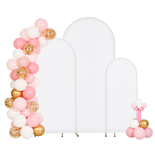 VEVOR Arch Backdrop Stand, Set of 3, 6/5/4 ft, Stable Structure, Easy Assembly, Gold Metal Arch Backdrop Stand with Cover, for Wedding, Birthday Party, Graduation, Celebration, and Ceremony Decoration - BYDGMJSJTDBZZHXXL001V0 - view 1