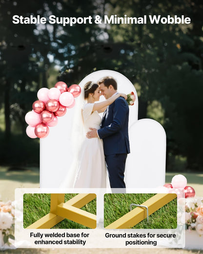 VEVOR Arch Backdrop Stand, Set of 3, 6/5/4 ft, Stable Structure, Easy Assembly, Gold Metal Arch Backdrop Stand with Cover, for Wedding, Birthday Party, Graduation, Celebration, and Ceremony Decoration - BYDGMJSJTDBZZHXXL001V0 - view 5