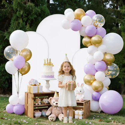 VEVOR Arch Backdrop Stand, Set of 3, 6/5/4 ft, Stable Structure, Easy Assembly, Gold Metal Arch Backdrop Stand with Cover, for Wedding, Birthday Party, Graduation, Celebration, and Ceremony Decoration - BYDGMJSJTDBZZHXXL001V0 - view 9