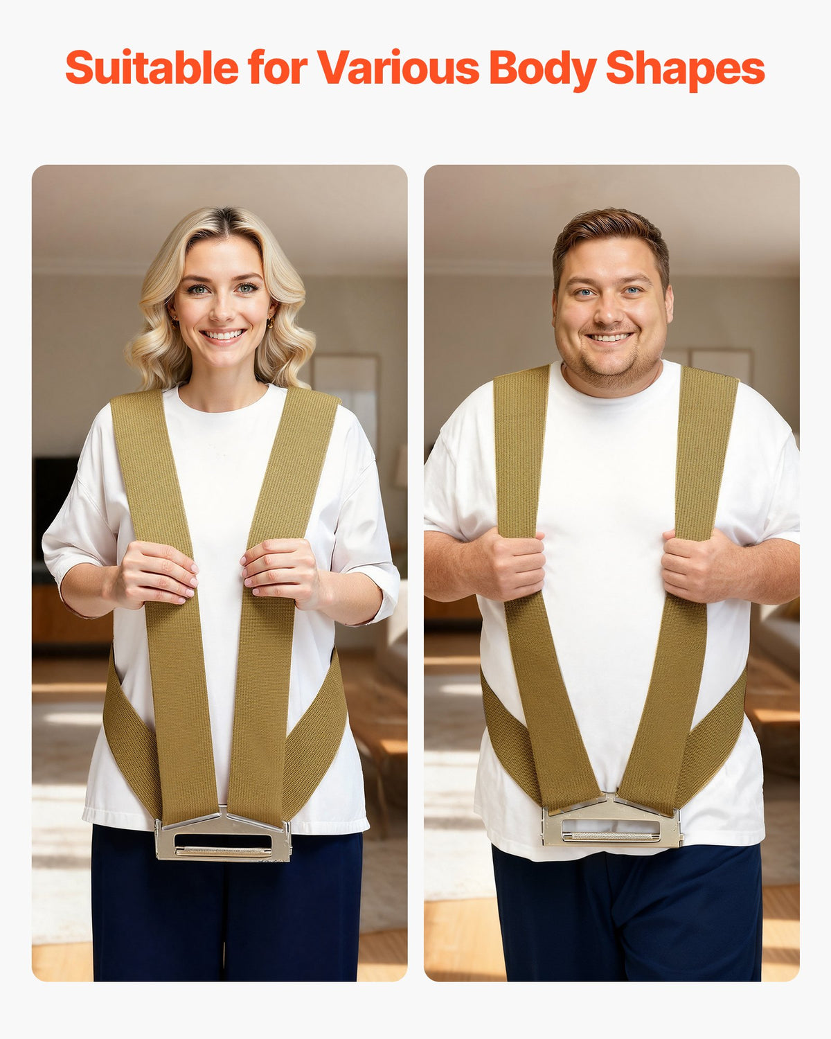 VEVOR Moving Straps, Supports up to 1000 lbs, 2-Person Lifting and Moving System with 2 Harness Straps & 1 Load-bearing Strap, Adjustable Lifting Shoulder Straps Move Furniture Appliances Mattresses - BYDJKSDTX8003WHVE001V0 - view 5