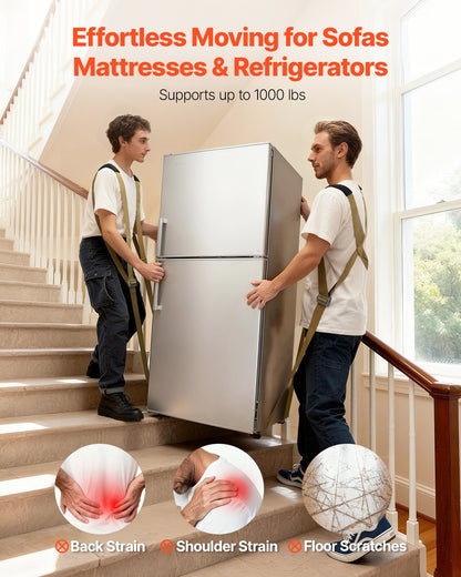 VEVOR Moving Straps, Supports up to 1000 lbs, 2-Person Lifting and Moving System with 2 Harness Straps & 2 Load-bearing Straps, Adjustable Lifting Shoulder Straps Move Furniture Appliances Mattresses - BYDJKSJCX800G9Y2P001V0 - view 3
