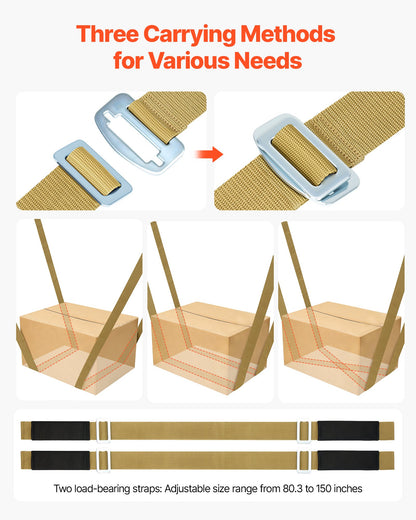 VEVOR Moving Straps, Supports up to 1000 lbs, 2-Person Lifting and Moving System with 2 Harness Straps & 2 Load-bearing Straps, Adjustable Lifting Shoulder Straps Move Furniture Appliances Mattresses - BYDJKSJCX800G9Y2P001V0 - view 7