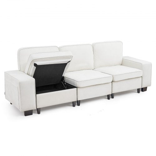 VEVOR 100-Inch Modular 3-Seater Sofa – Comfy Couch with Deep Seats & Hidden Storage, Modern Design for Living Room, Apartment, or Office, White - BYDRWSFKJZJ11COPL001V0 - view 2