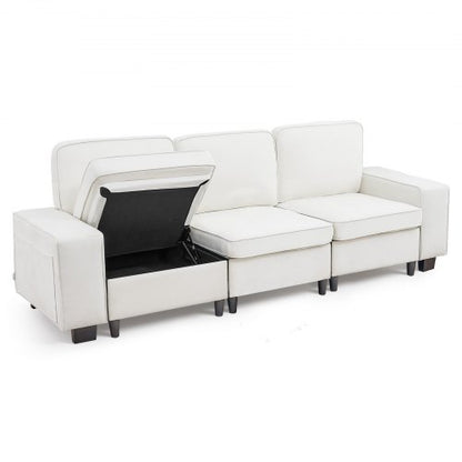 VEVOR 100-Inch Modular 3-Seater Sofa – Comfy Couch with Deep Seats & Hidden Storage, Modern Design for Living Room, Apartment, or Office, White - BYDRWSFKJZJ11COPL001V0 - view 2