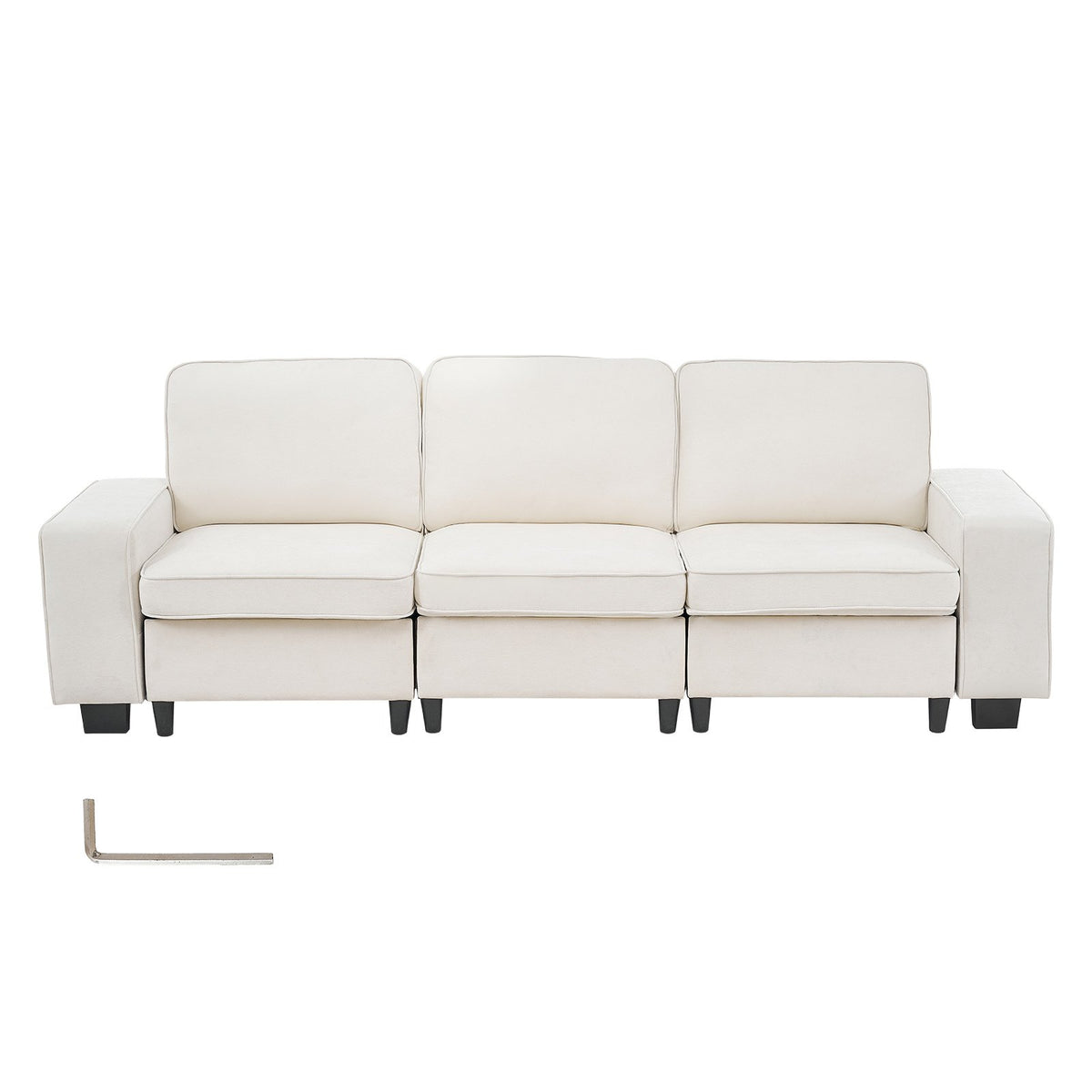 VEVOR 100-Inch Modular 3-Seater Sofa – Comfy Couch with Deep Seats & Hidden Storage, Modern Design for Living Room, Apartment, or Office, White - BYDRWSFKJZJ11COPL001V0 - view 10