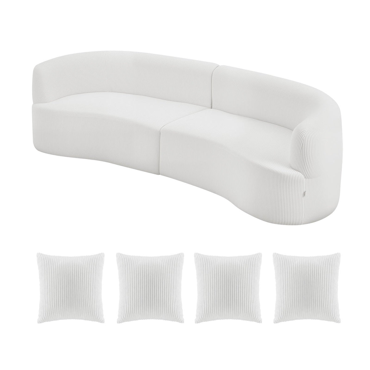 VEVOR Luxury Modern Cloud Plush Sectional Sofa, 112" Curved Modular Couch with 4 Pillows - Oversized Deep Seat Corduroy Fabric for Living Room, Apartment, Office, No Assembly Needed, White - BYDRWSFYSHMY53LUV001V0 - view 1