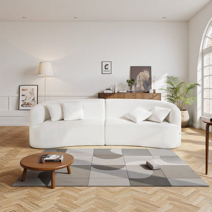 VEVOR Luxury Modern Cloud Plush Sectional Sofa, 112" Curved Modular Couch with 4 Pillows - Oversized Deep Seat Corduroy Fabric for Living Room, Apartment, Office, No Assembly Needed, White - BYDRWSFYSHMY53LUV001V0 - view 9