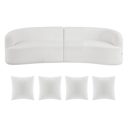 VEVOR Luxury Modern Cloud Plush Sectional Sofa, 112" Curved Modular Couch with 4 Pillows - Oversized Deep Seat Corduroy Fabric for Living Room, Apartment, Office, No Assembly Needed, White - BYDRWSFYSHMY53LUV001V0 - view 10