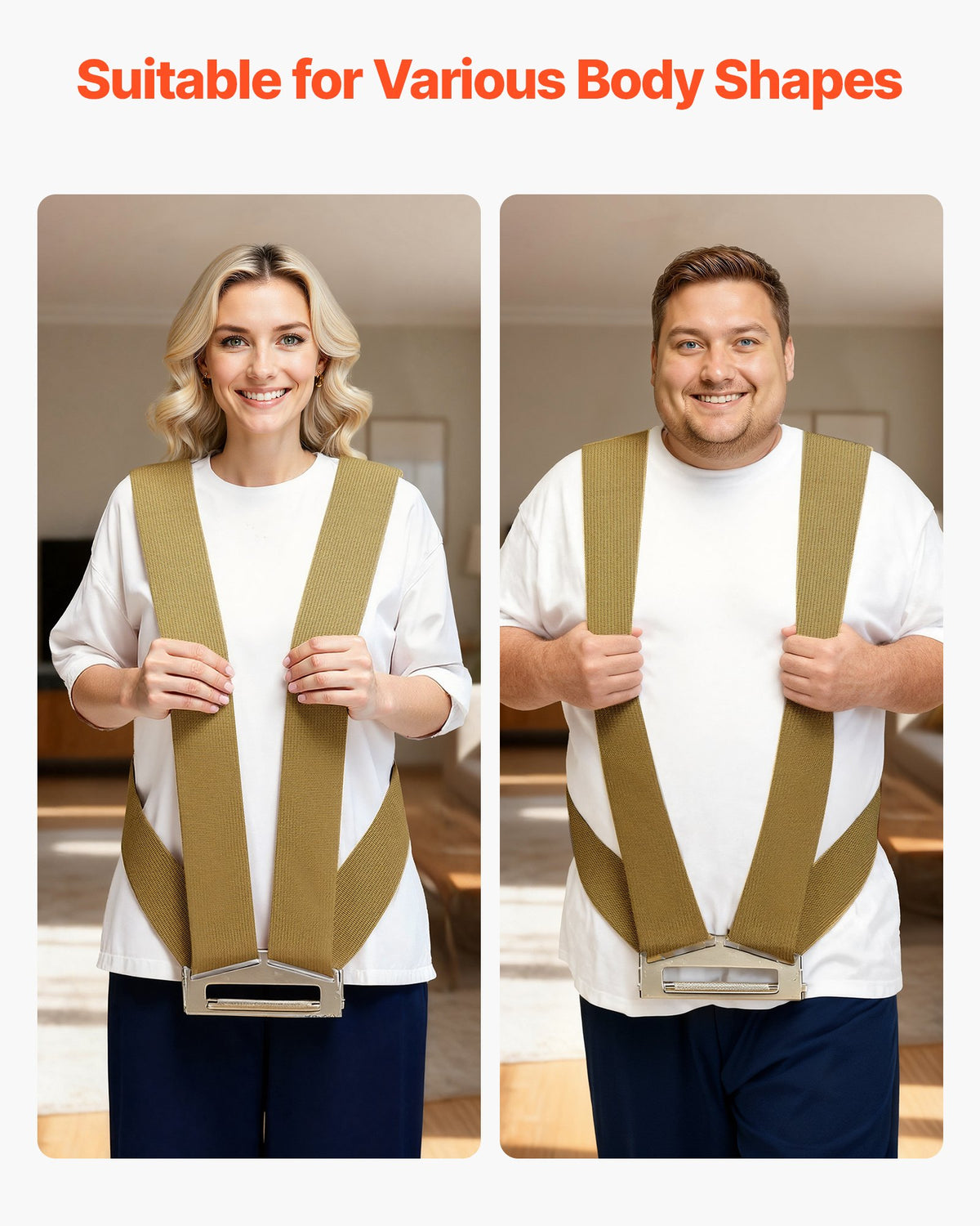 VEVOR Moving Straps, 2-Person Lifting and Moving System with 2 Harness Straps, 1 Load-bearing Strap & 1 Handheld Strap, Adjustable Lifting Shoulder Straps Move Furniture Appliances Mattresses - BYDZHSDTX100RQ80T001V0 - view 5