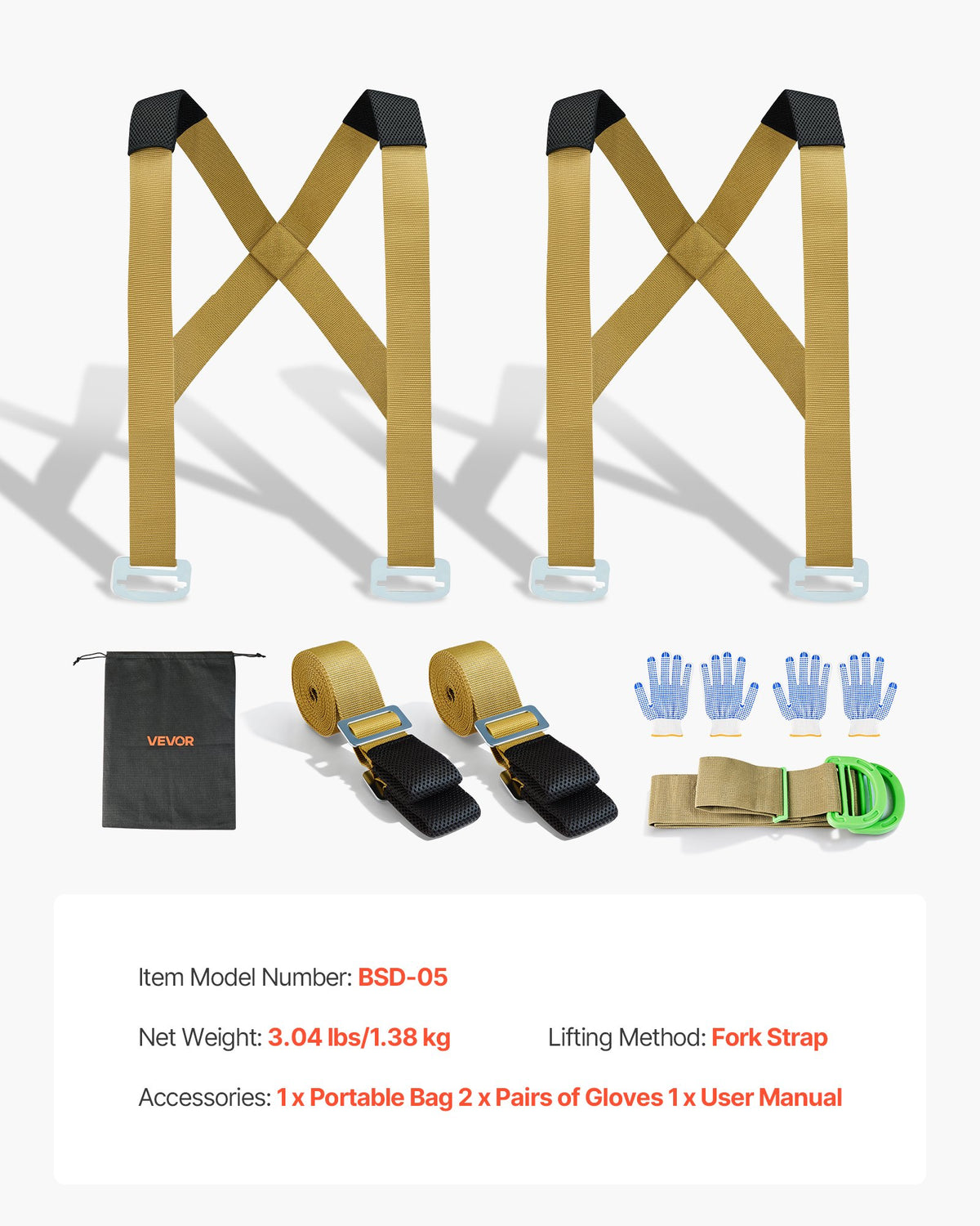 VEVOR Moving Straps, 2-Person Lifting and Moving System with 2 Harness Straps, 2 Load-bearing Straps & 1 Handheld Strap, Adjustable Lifting Shoulder Straps Move Furniture Appliances Mattresses - BYDZHSJCX100P2GMJ001V0 - view 8