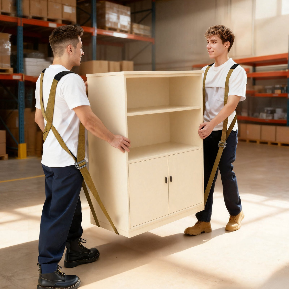 VEVOR Moving Straps, 2-Person Lifting and Moving System with 2 Harness Straps, 2 Load-bearing Straps & 1 Handheld Strap, Adjustable Lifting Shoulder Straps Move Furniture Appliances Mattresses - BYDZHSJCX100P2GMJ001V0 - view 9