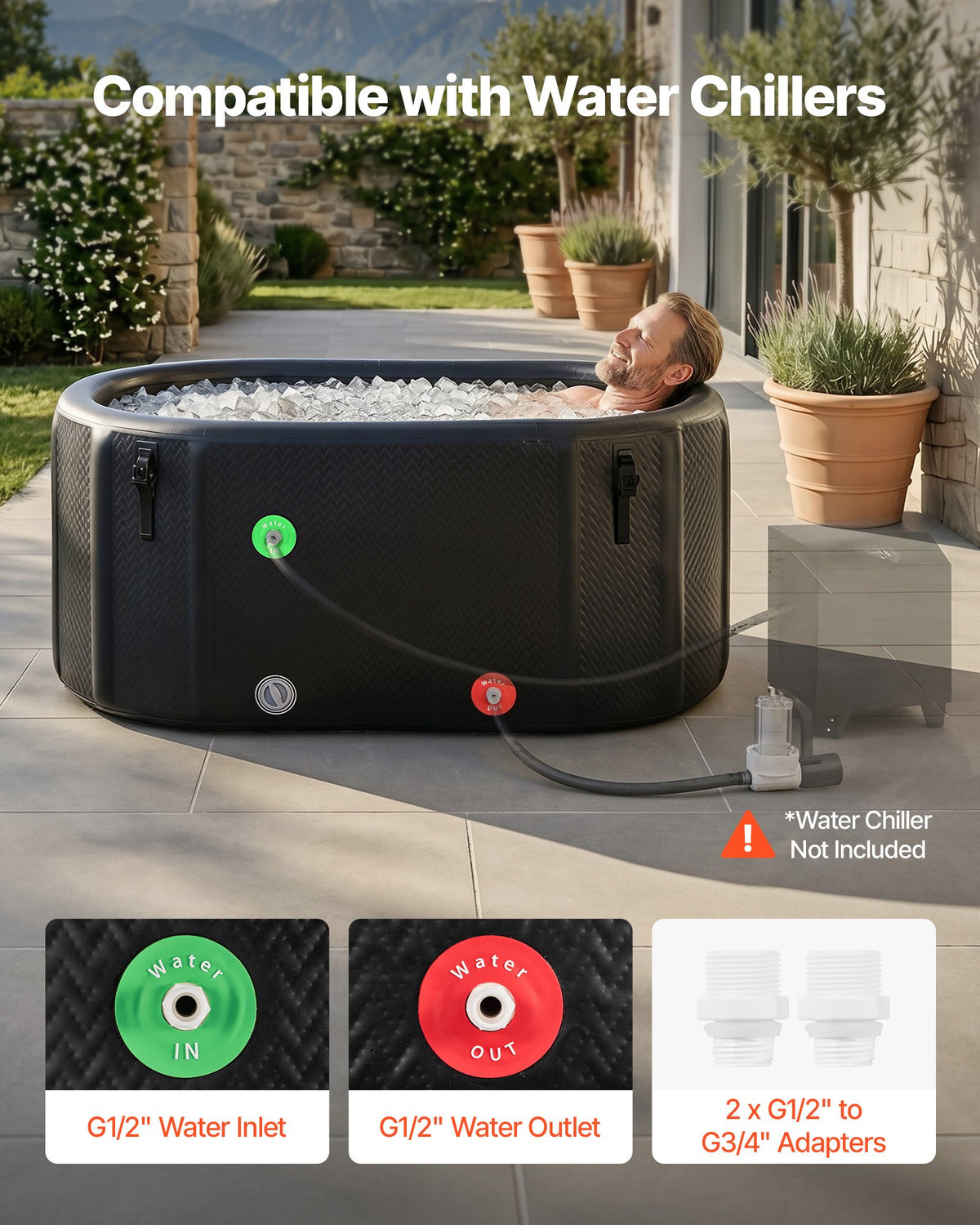 VEVOR Cold Plunge Tub, 216 Gallon, Inflatable Ice Bath Tub Compatible with Water Chillers, Portable Cold Water Bathtub with Insulated Lid, for Athletes Recovery, 59.1" x 31.5" x 29.9" (No Chiller) - BYGTYXLSPVCJPKC10001V0 - view 3