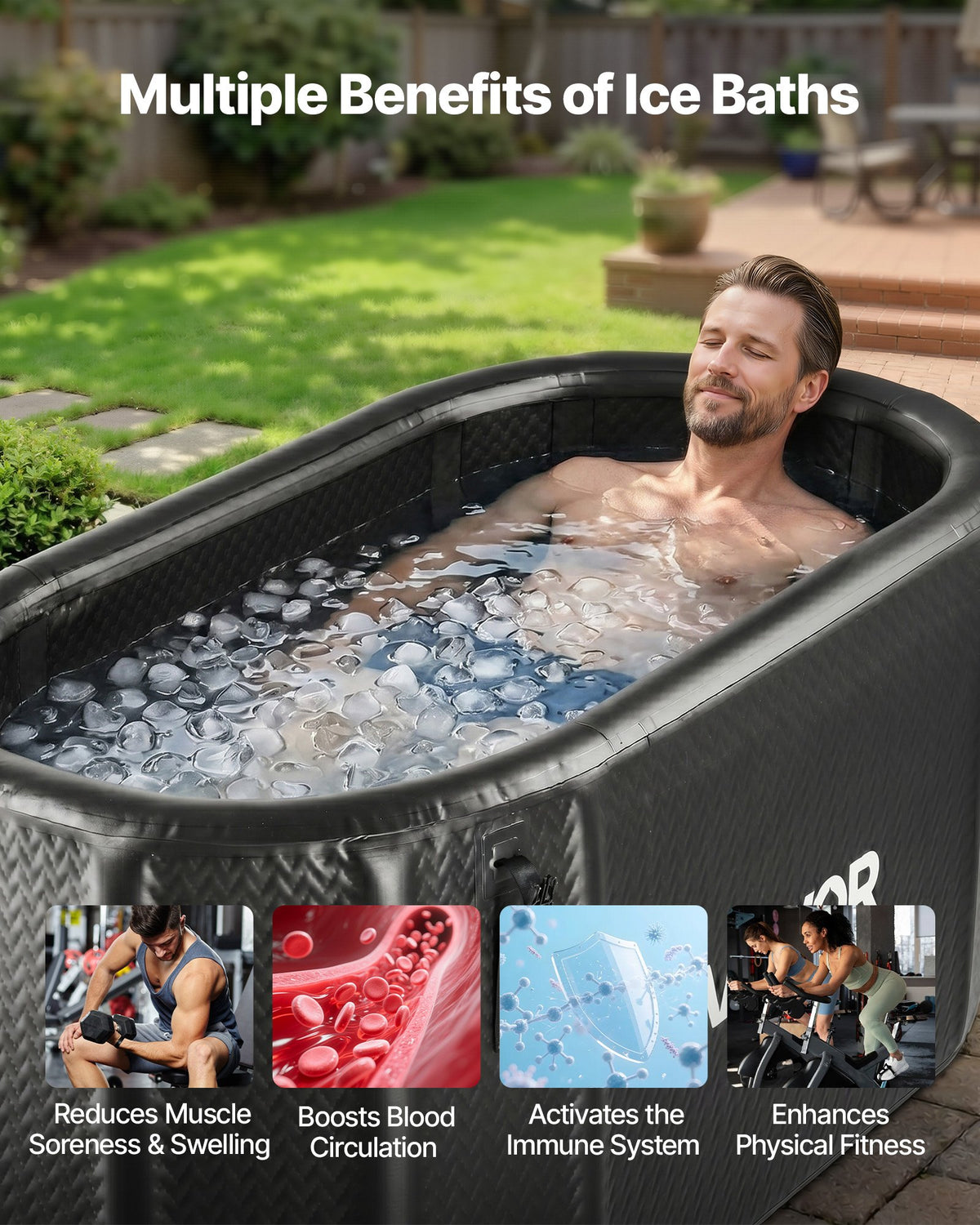 VEVOR Cold Plunge Tub, 216 Gallon, Inflatable Ice Bath Tub Compatible with Water Chillers, Portable Cold Water Bathtub with Insulated Lid, for Athletes Recovery, 59.1" x 31.5" x 29.9" (No Chiller) - BYGTYXLSPVCJPKC10001V0 - view 7