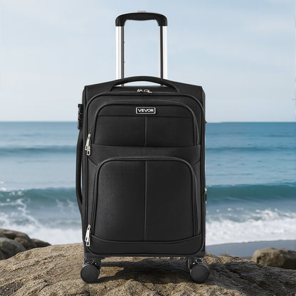 VEVOR Softside Expandable Luggage with Spinner Wheels, 20-Inch Softside Carry on Luggage, Lightweight Checked Suitcase with Expandable Zippered Pocket and TSA Lock, Black - BYKSTXBYHS20YICDB001V0 - view 9