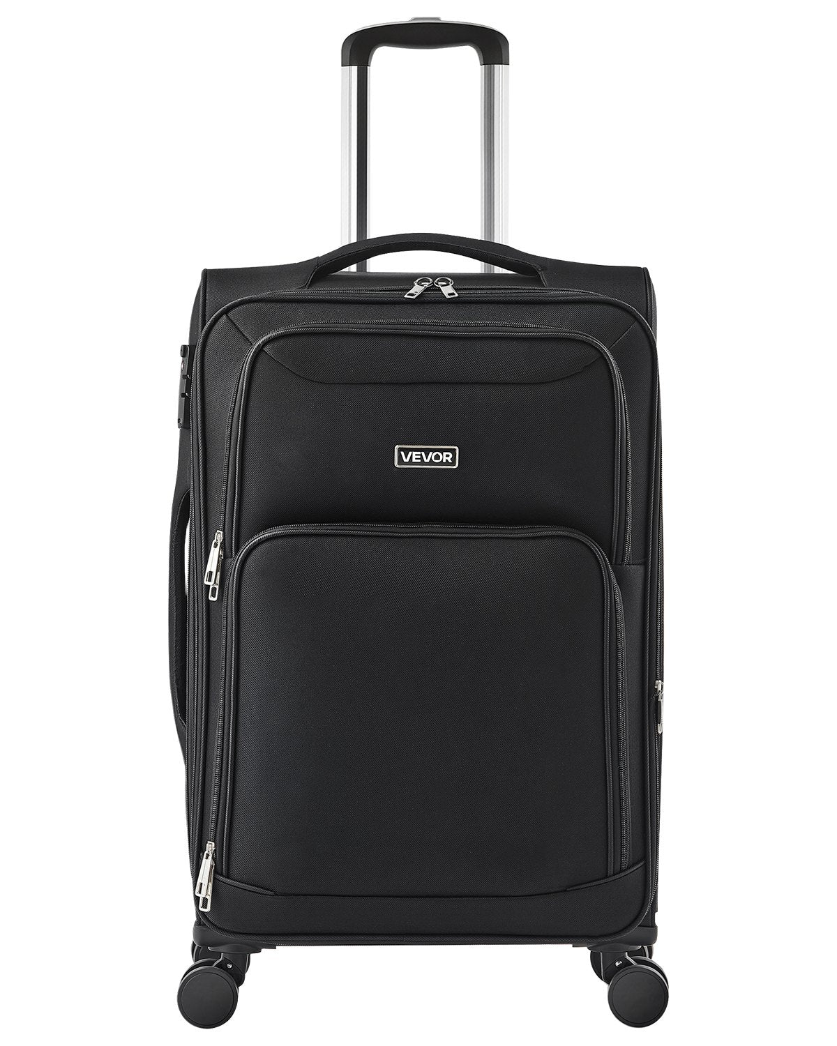 VEVOR Softside Expandable Luggage with Spinner Wheels, 24-Inch Softside Checked Medium Luggage, Lightweight Checked Suitcase with Expandable Zippered Pocket and TSA Lock, Black - BYKSTXBYHS24XMA3Q001V0 - view 1