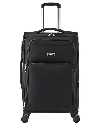 VEVOR Softside Expandable Luggage with Spinner Wheels, 24-Inch Softside Checked Medium Luggage, Lightweight Checked Suitcase with Expandable Zippered Pocket and TSA Lock, Black - BYKSTXBYHS24XMA3Q001V0 - view 1