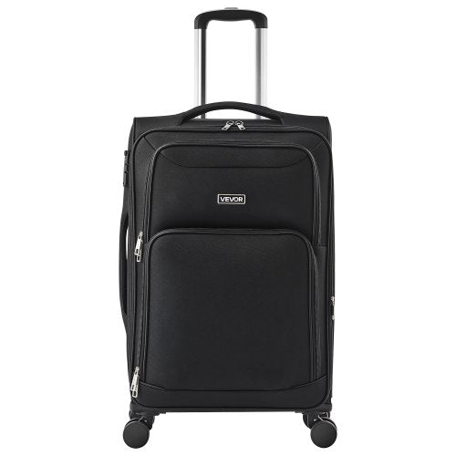 VEVOR Softside Expandable Luggage with Spinner Wheels, 24-Inch Softside Checked Medium Luggage, Lightweight Checked Suitcase with Expandable Zippered Pocket and TSA Lock, Black - BYKSTXBYHS24XMA3Q001V0 - view 2