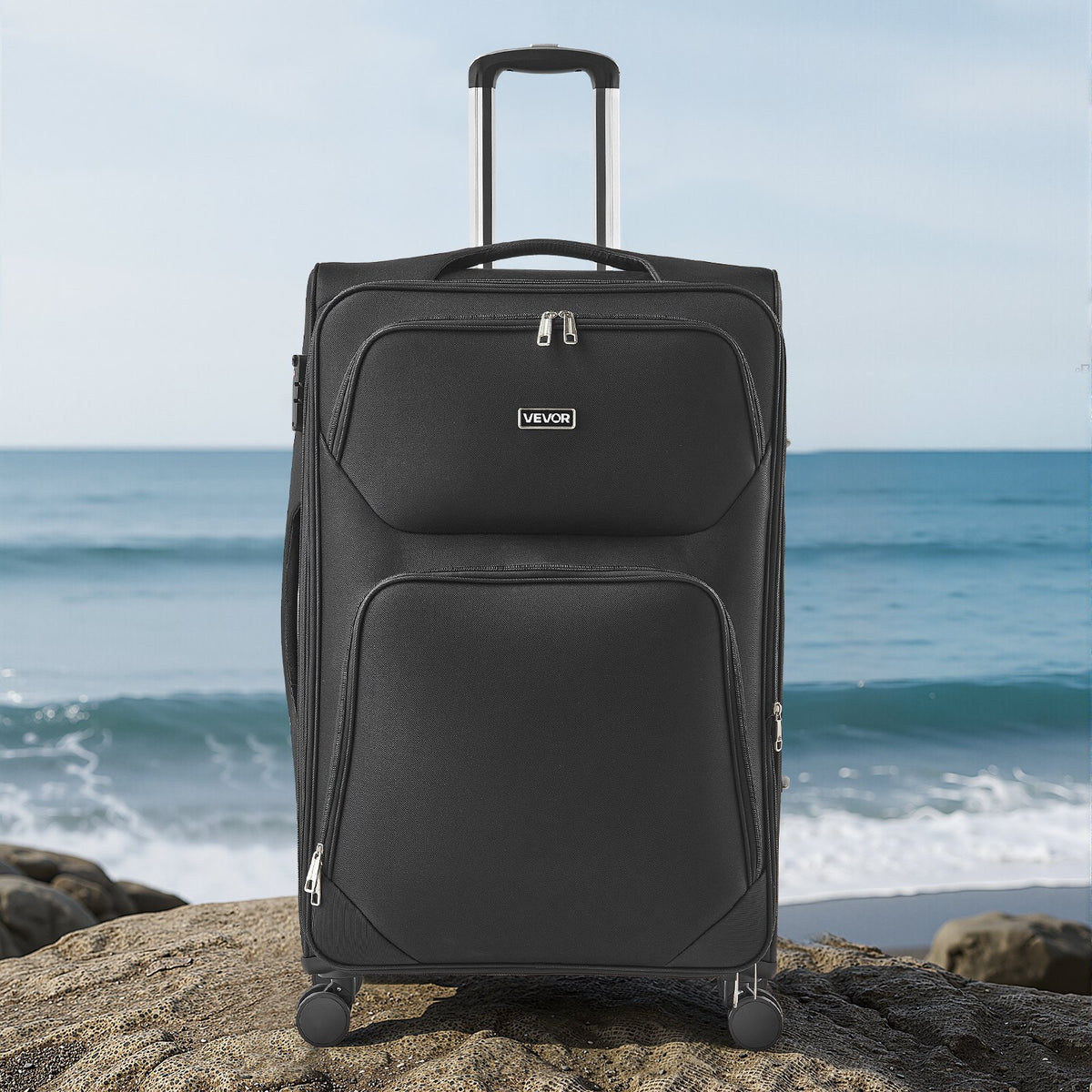 VEVOR Softside Expandable Luggage with Spinner Wheels, 28-Inch Softside Checked Large Luggage, Lightweight Checked Suitcase with Expandable Zippered Pocket and TSA Lock, Black - BYKSTXBYHS2881CTJ001V0 - view 9