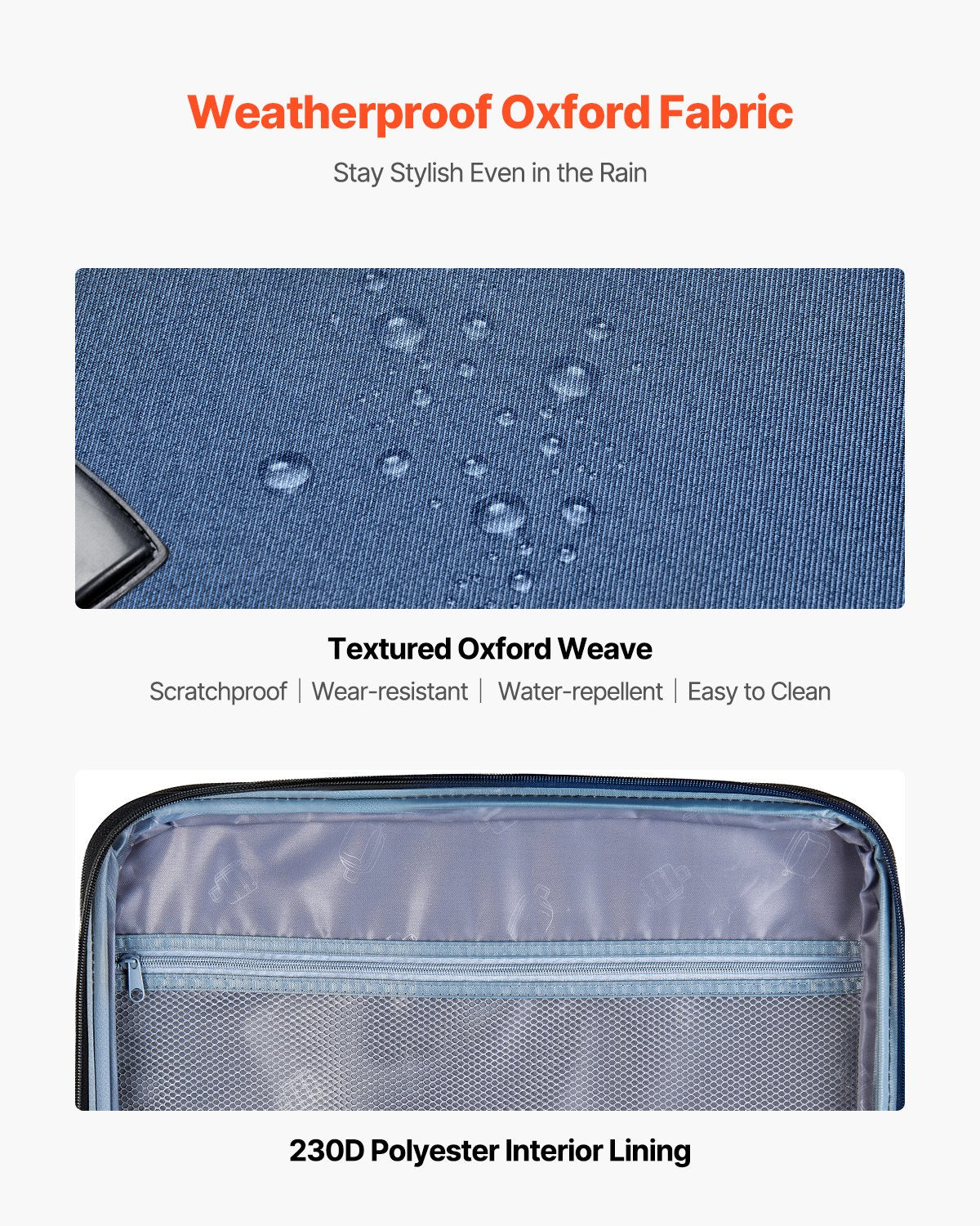 VEVOR Softside Expandable Luggage with Spinner Wheels, 20-Inch Softside Carry on Luggage, Lightweight Checked Suitcase with Expandable Zippered Pocket and TSA Lock, Blue - BYKSTXBYLS20PROXL001V0 - view 4
