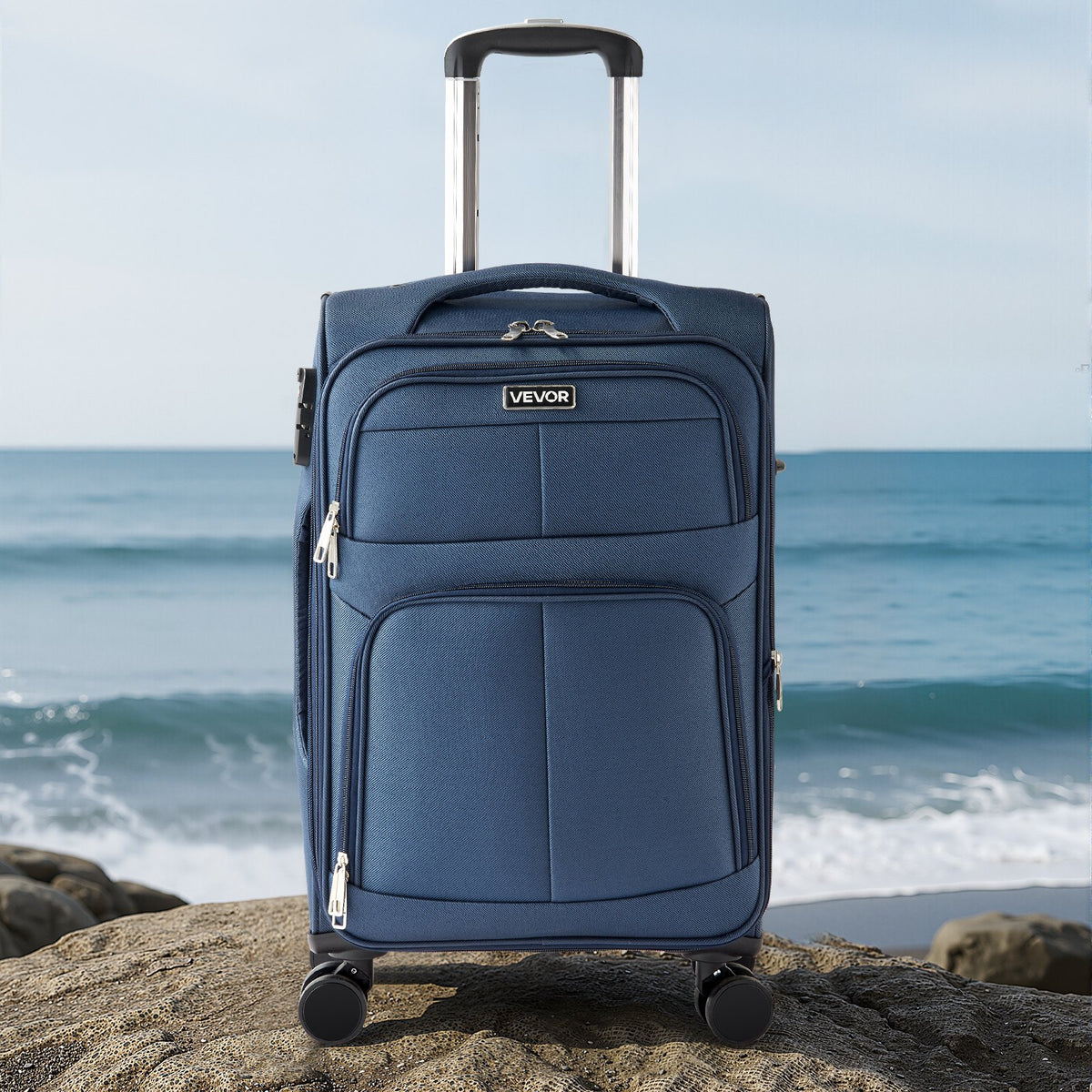 VEVOR Softside Expandable Luggage with Spinner Wheels, 20-Inch Softside Carry on Luggage, Lightweight Checked Suitcase with Expandable Zippered Pocket and TSA Lock, Blue - BYKSTXBYLS20PROXL001V0 - view 9