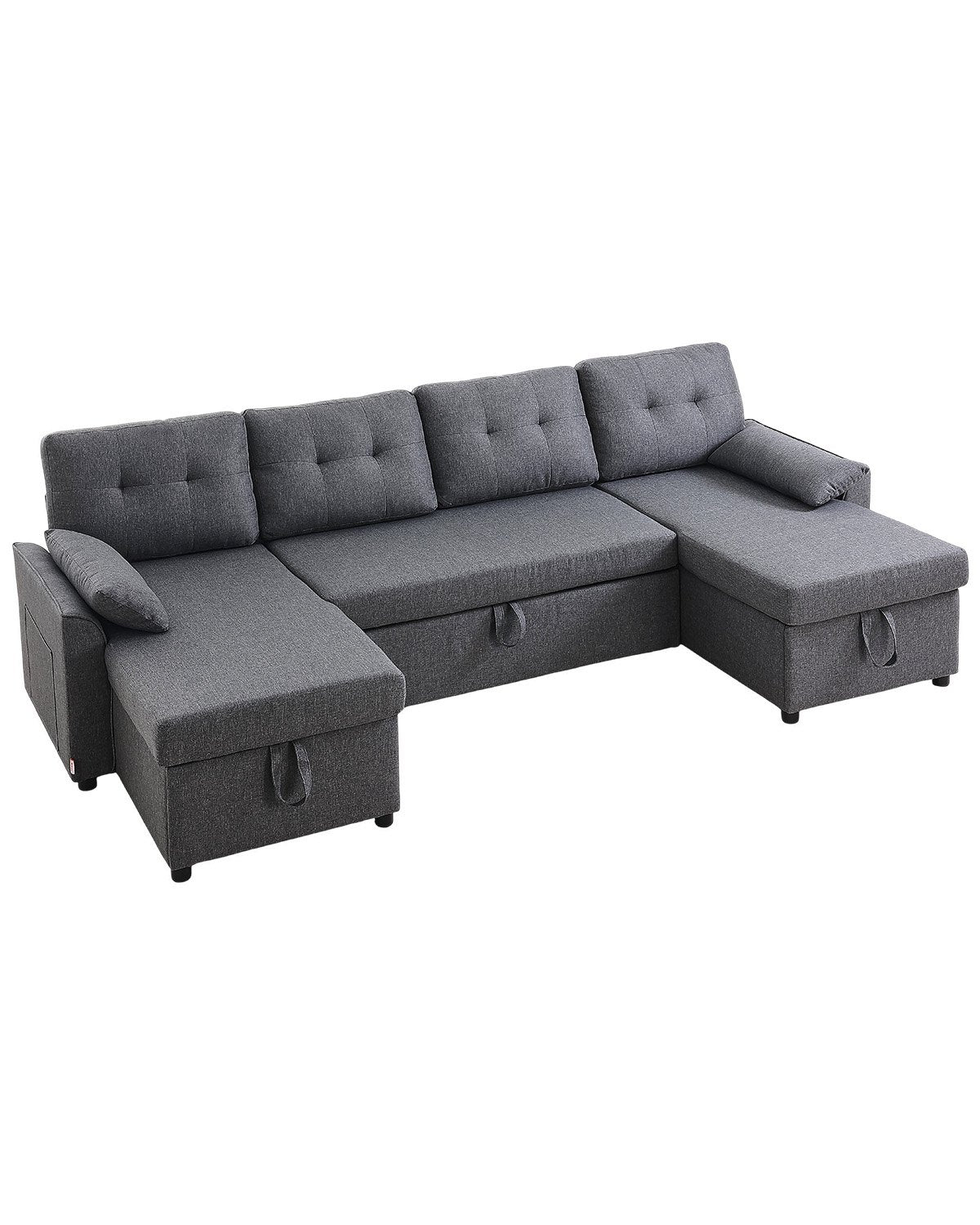 VEVOR U Shaped Sofa Bed, Convertible Sofa Bed with 2 Side Pockets, 2 Pillows and Double Chaise, 6-Seat Pull Out Sleeper Couch with Large Storage Capacity for Living Room, Apartment, Metal Frame, Gray - BYSFC110INCHK2QZRV0 - view 1