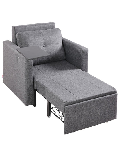 VEVOR Sleeper Sofa Bed, Convertible Sleeper Bed with Side Pocket, Pillow, Armrest and Desk Board, 5 Adjustable Angles Backrest, Single Pull Out Sofa Couch with 2 Wheels and Bottom Storage, Gray - BYSFC315INCHGMW86V0 - view 1