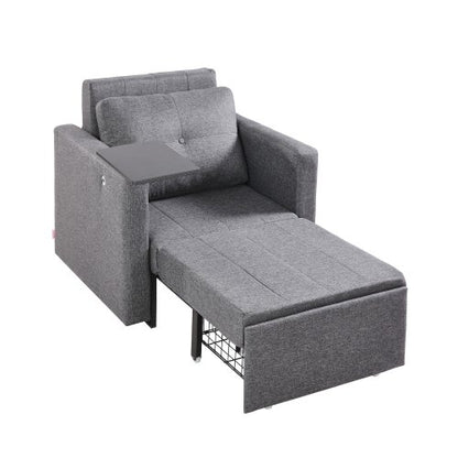VEVOR Sleeper Sofa Bed, Convertible Sleeper Bed with Side Pocket, Pillow, Armrest and Desk Board, 5 Adjustable Angles Backrest, Single Pull Out Sofa Couch with 2 Wheels and Bottom Storage, Gray - BYSFC315INCHGMW86V0 - view 2