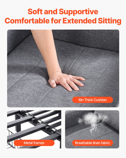 VEVOR Sleeper Sofa Bed, Convertible Sleeper Bed with Side Pocket, Pillow, Armrest and Desk Board, 5 Adjustable Angles Backrest, Single Pull Out Sofa Couch with 2 Wheels and Bottom Storage, Gray - BYSFC315INCHGMW86V0 - view 6