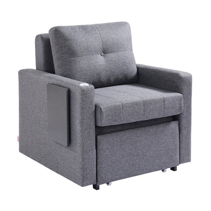 VEVOR Sleeper Sofa Bed, Convertible Sleeper Bed with Side Pocket, Pillow, Armrest and Desk Board, 5 Adjustable Angles Backrest, Single Pull Out Sofa Couch with 2 Wheels and Bottom Storage, Gray - BYSFC315INCHGMW86V0 - view 10