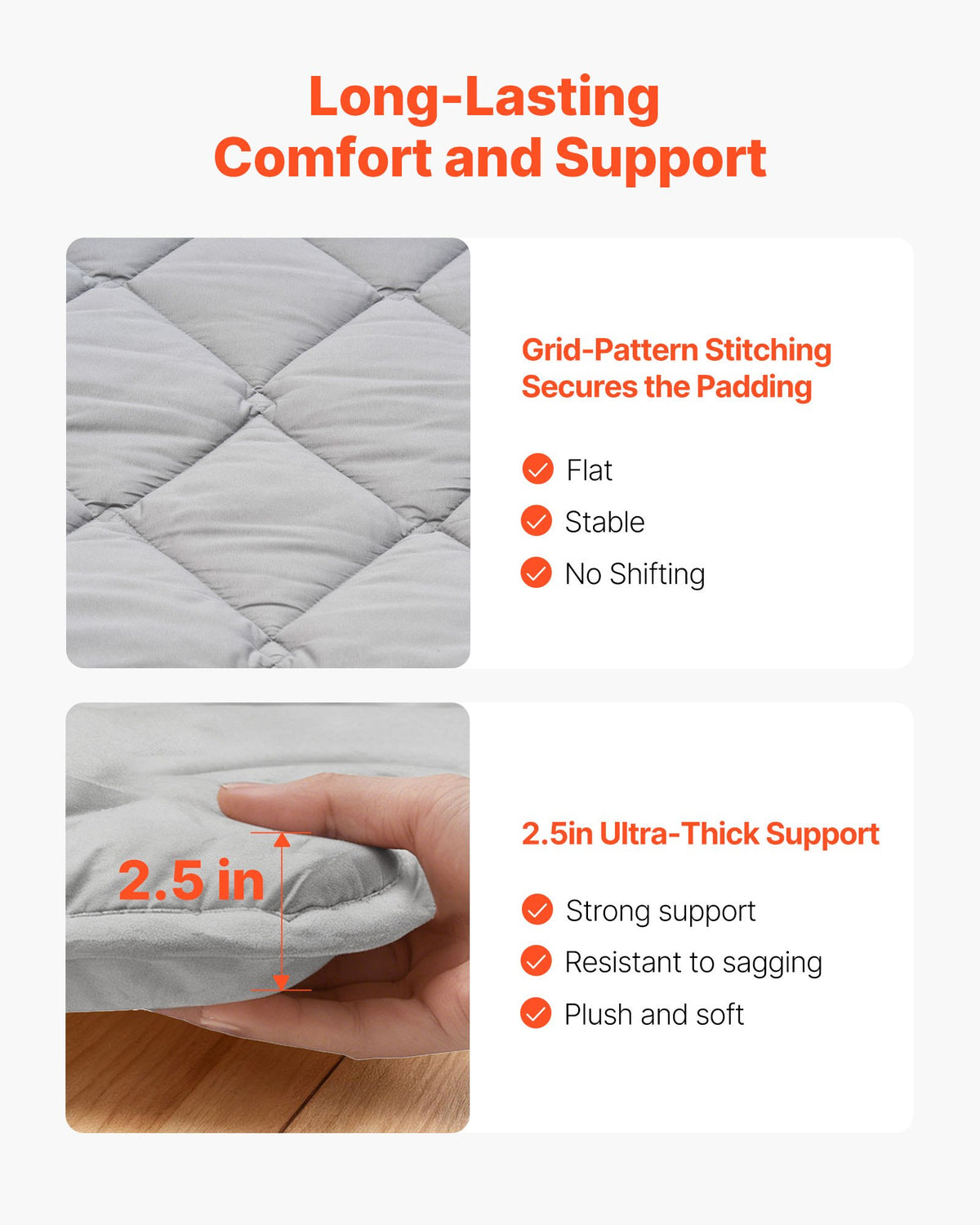 VEVOR Japanese Tatami Mat, Twin Size Foldable Japanese Tatami Mattress, Futon Mattress with Storage Bag & Fastener, 9-Layer Floor Mat for Sleeping, Dormitory, Meditation, Yoga, 80 x 39 x 2.5 in, Gray - BYTTM39INCH2EWB7A001V0 - view 6