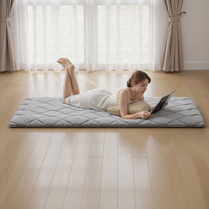 VEVOR Japanese Tatami Mat, Twin Size Foldable Japanese Tatami Mattress, Futon Mattress with Storage Bag & Fastener, 9-Layer Floor Mat for Sleeping, Dormitory, Meditation, Yoga, 80 x 39 x 2.5 in, Gray - BYTTM39INCH2EWB7A001V0 - view 9