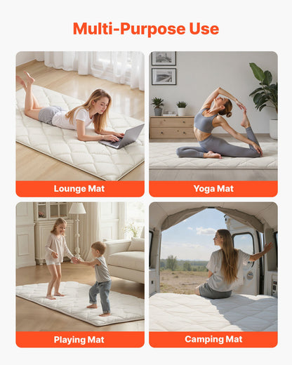 VEVOR Japanese Tatami Mat, Twin Size Foldable Japanese Tatami Mattress, Futon Mattress with Storage Bag & Fastener, 9-Layer Floor Mat for Sleeping, Dormitory, Meditation, Yoga, 80 x 39 x 2.5 in, White - BYTTM39INCH2LKN8P001V0 - view 8