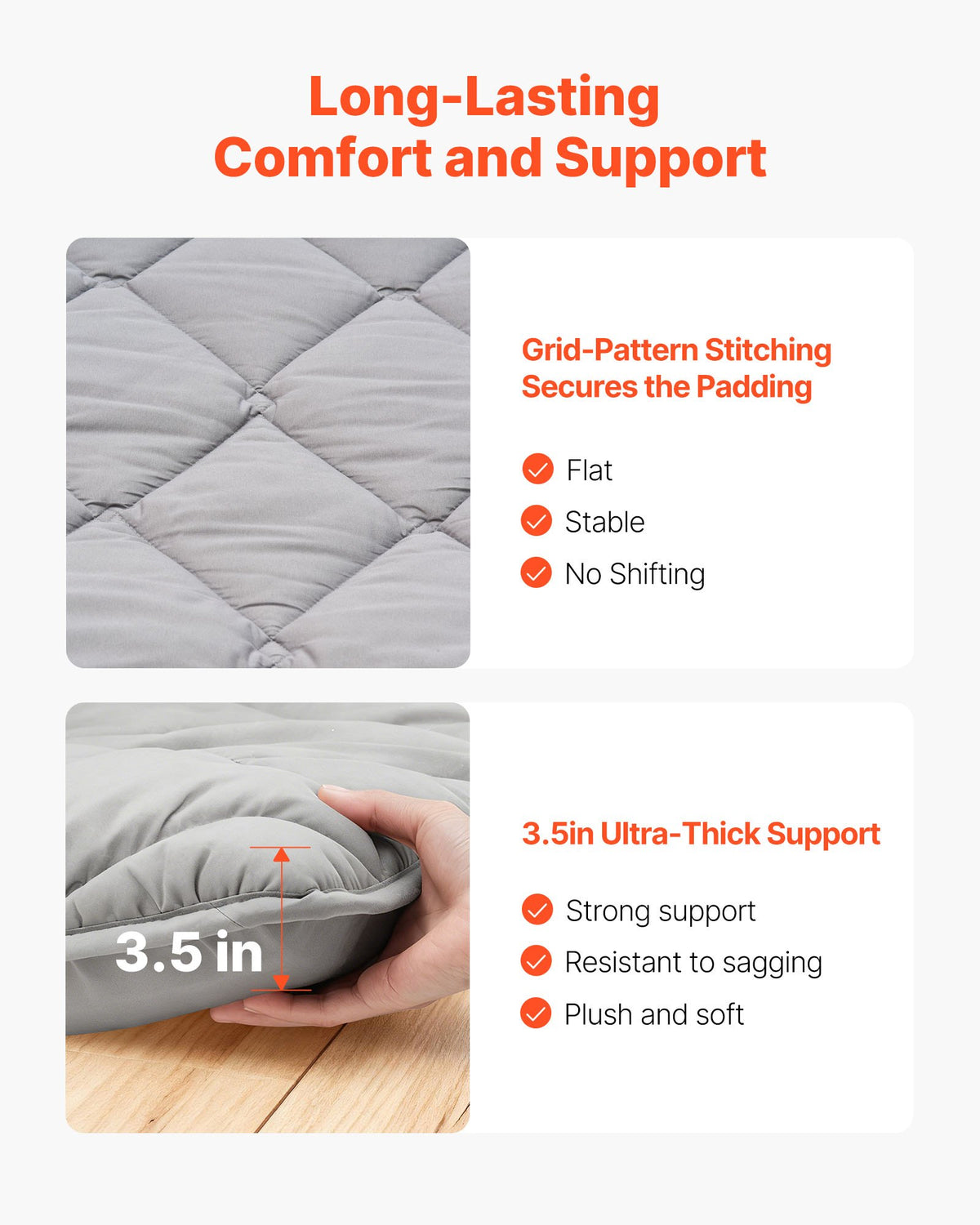 VEVOR Japanese Tatami Mat, Twin Size Foldable Japanese Tatami Mattress, Futon Mattress with Storage Bag & Fastener, 9-Layer Floor Mat for Sleeping, Dormitory, Meditation, Yoga, 80 x 39 x 3.5 in, Gray - BYTTM39INCH326VAO001V0 - view 6
